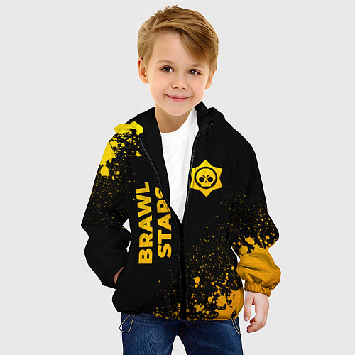 Детская куртка Brawl Stars - gold gradient: надпись, символ / 3D-Черный – фото 4