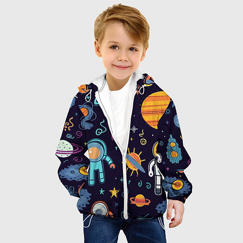 Детская куртка Яркий космический паттерн / 3D-Белый – фото 4