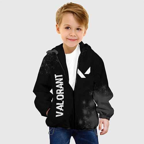 Детская куртка Valorant glitch на темном фоне: надпись, символ / 3D-Черный – фото 4