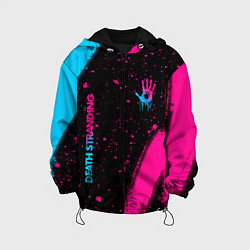Куртка с капюшоном детская Death Stranding - neon gradient: надпись, символ, цвет: 3D-черный