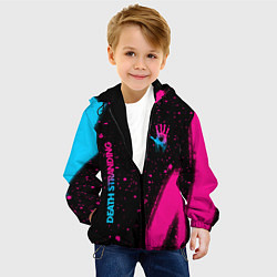 Куртка с капюшоном детская Death Stranding - neon gradient: надпись, символ, цвет: 3D-черный — фото 2