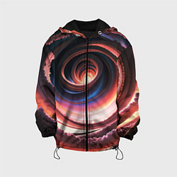 Куртка с капюшоном детская Вихрь из звезд и облаков, цвет: 3D-черный