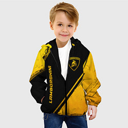 Куртка с капюшоном детская Lamborghini - gold gradient: надпись, символ, цвет: 3D-черный — фото 2
