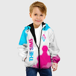 Куртка с капюшоном детская The Sims neon gradient style: надпись, символ, цвет: 3D-черный — фото 2