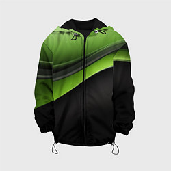 Куртка с капюшоном детская Black green abstract, цвет: 3D-черный