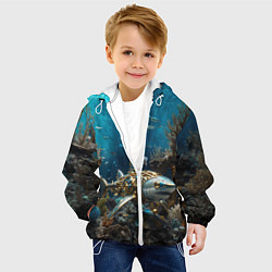 Куртка с капюшоном детская Механическая акула, цвет: 3D-белый — фото 2
