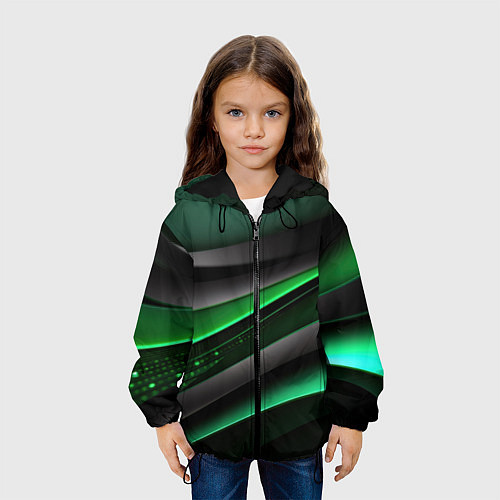 Детская куртка Black green line / 3D-Черный – фото 3