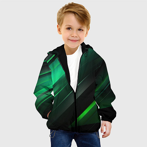 Детская куртка Black green abstract / 3D-Черный – фото 4