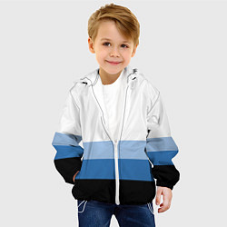 Куртка с капюшоном детская Полосы синий, цвет: 3D-белый — фото 2