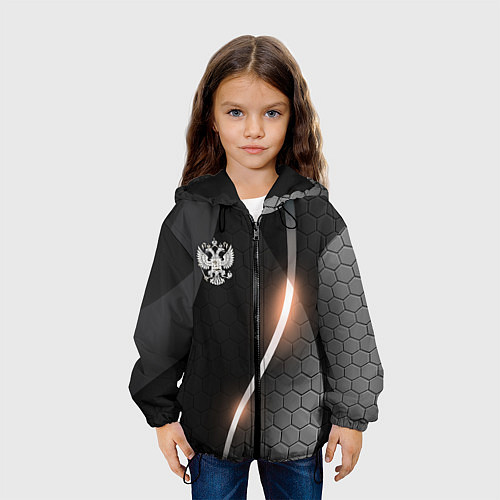 Детская куртка Герб России на темном фоне / 3D-Черный – фото 3