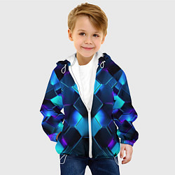 Куртка с капюшоном детская Синие неоновые плиты, цвет: 3D-белый — фото 2