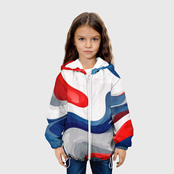 Куртка с капюшоном детская Абстракция в цветах флага России, цвет: 3D-белый — фото 2
