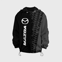 Куртка с капюшоном детская Mazda speed на темном фоне со следами шин: по-верт, цвет: 3D-черный