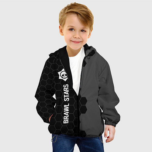 Детская куртка Brawl Stars glitch на темном фоне: по-вертикали / 3D-Черный – фото 4