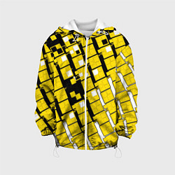 Куртка с капюшоном детская Киберпанк квадраты жёлтые, цвет: 3D-белый