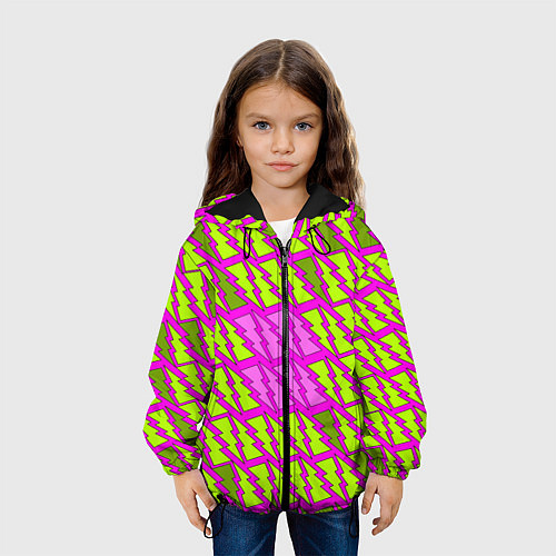 Детская куртка Ретро молнии розово-жёлтые / 3D-Черный – фото 3