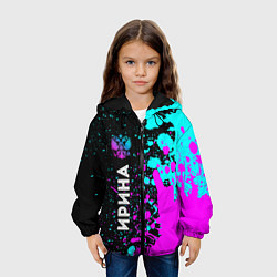 Куртка с капюшоном детская Ирина и неоновый герб России: по-вертикали, цвет: 3D-черный — фото 2