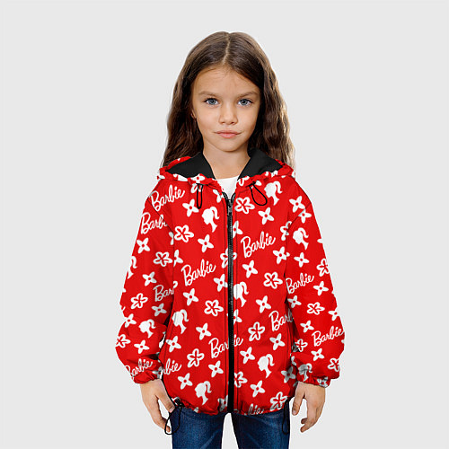 Детская куртка Барби паттерн красный / 3D-Черный – фото 3
