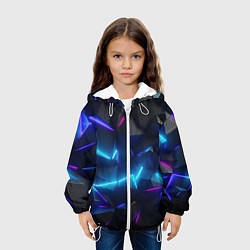 Куртка с капюшоном детская Разлом неоновых плит, цвет: 3D-белый — фото 2