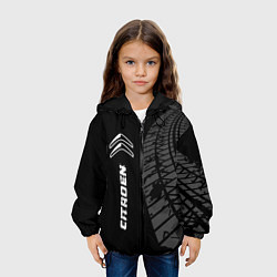 Куртка с капюшоном детская Citroen speed на темном фоне со следами шин: по-ве, цвет: 3D-черный — фото 2