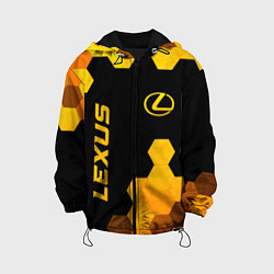 Куртка с капюшоном детская Lexus - gold gradient: надпись, символ, цвет: 3D-черный