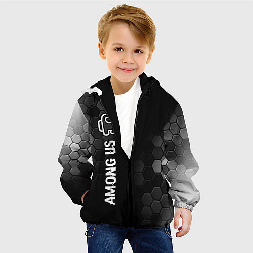 Детская куртка Among Us glitch на темном фоне: по-вертикали / 3D-Черный – фото 4