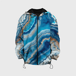 Куртка с капюшоном детская Текстура голубого океанического агата, цвет: 3D-черный