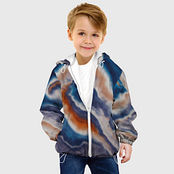 Куртка с капюшоном детская Текстура агата сине-оранжевая, цвет: 3D-белый — фото 2