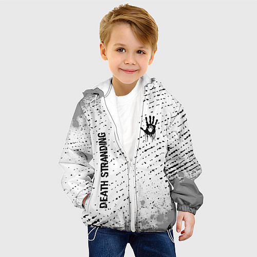 Детская куртка Death Stranding glitch на светлом фоне: надпись, с / 3D-Белый – фото 4
