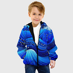 Куртка с капюшоном детская Волны - текстура от нейросети, цвет: 3D-черный — фото 2