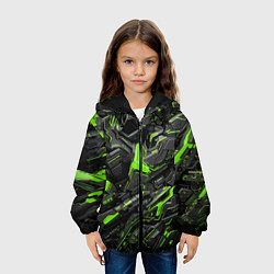 Куртка с капюшоном детская Текстура киберпанка, цвет: 3D-черный — фото 2