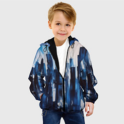 Куртка с капюшоном детская Мегаполис акварелью, цвет: 3D-черный — фото 2