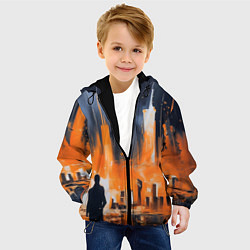 Куртка с капюшоном детская Мегаполис с силуэтом человека, цвет: 3D-черный — фото 2