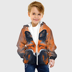 Куртка с капюшоном детская Нарисованная огненная лиса, цвет: 3D-белый — фото 2