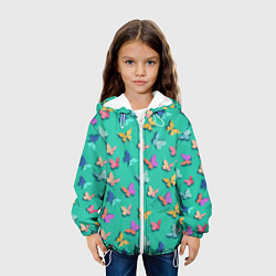 Куртка с капюшоном детская Разноцветные бабочки, цвет: 3D-белый — фото 2