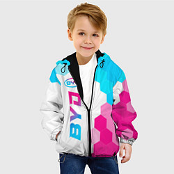 Куртка с капюшоном детская BYD neon gradient style: по-вертикали, цвет: 3D-черный — фото 2