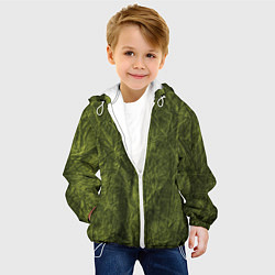 Куртка с капюшоном детская Мятая зеленая ткань, цвет: 3D-белый — фото 2