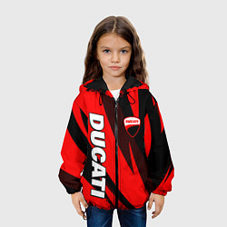 Куртка с капюшоном детская Ducati - красные волны, цвет: 3D-черный — фото 2