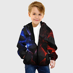 Куртка с капюшоном детская Объемные черные плиты, цвет: 3D-черный — фото 2