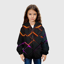 Куртка с капюшоном детская Неоновые световые плиты, цвет: 3D-черный — фото 2