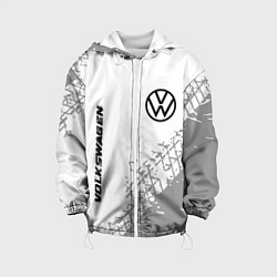 Куртка с капюшоном детская Volkswagen speed на светлом фоне со следами шин: н, цвет: 3D-белый