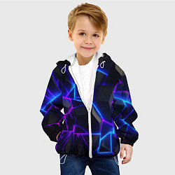 Куртка с капюшоном детская Синий и фиолетовый неон, цвет: 3D-белый — фото 2