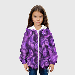 Куртка с капюшоном детская Фиолетовые щупальца и дым, цвет: 3D-белый — фото 2