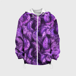 Куртка с капюшоном детская Фиолетовые щупальца и дым, цвет: 3D-белый