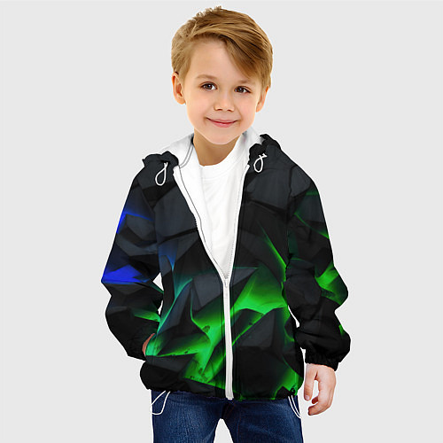 Детская куртка Зеленый и синий неон / 3D-Белый – фото 4