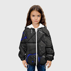 Куртка с капюшоном детская Черные объемные плиты, цвет: 3D-белый — фото 2