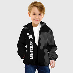 Куртка с капюшоном детская Minecraft glitch на темном фоне: по-вертикали, цвет: 3D-черный — фото 2