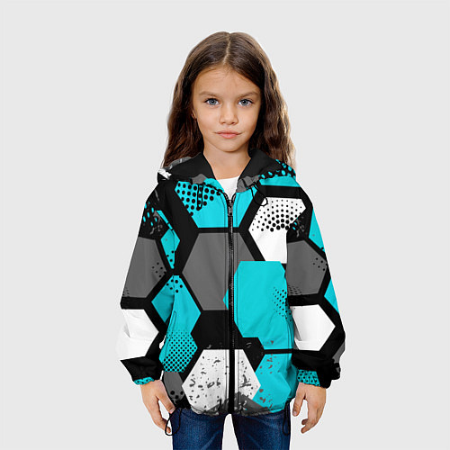 Детская куртка Шестиугольники абстрактный фон / 3D-Черный – фото 3