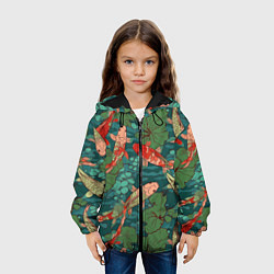 Куртка с капюшоном детская Паттерн карпы кои, цвет: 3D-черный — фото 2