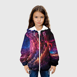 Куртка с капюшоном детская Звездная космическая спираль, цвет: 3D-белый — фото 2